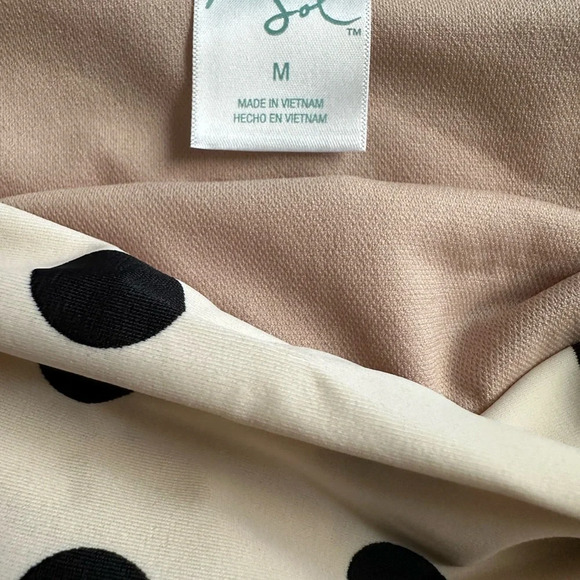 KONA SOL Polka Dot Ivory Bikini Bottom Size Medium BNWT - Picture 3 of 3